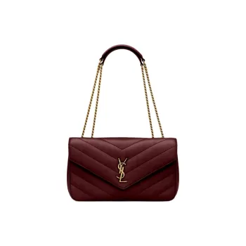 SAINT LAURENT LOULOU Soft Lambskin Shoulder Bag Medium Size Women's Burgundy