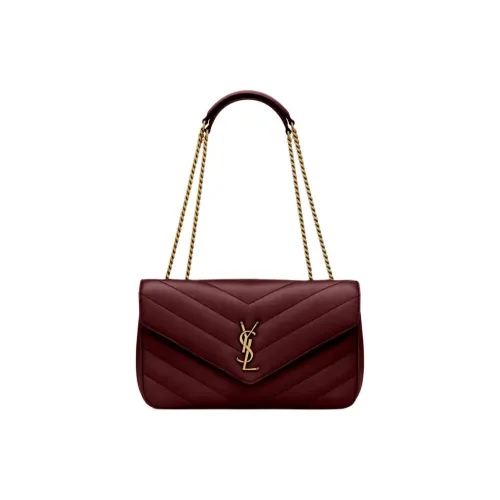 SAINT LAURENT LOULOU Soft Lambskin Shoulder Bag Medium Size Women's Burgundy