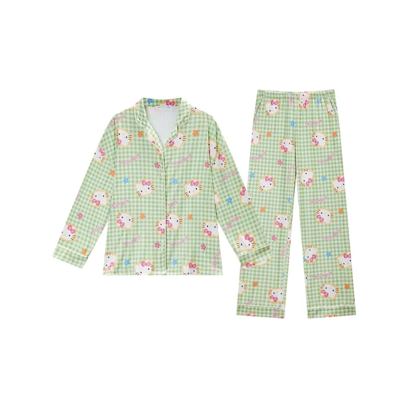 GUKOO x Hello Kitty Sanrio Series Pajama Set Women's Creamy Fruit Green-0