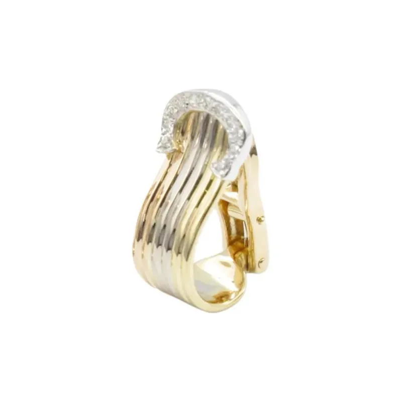 Cartier 2010s 18K Yellow Gold 2C Diamond Clip on Earrings-2