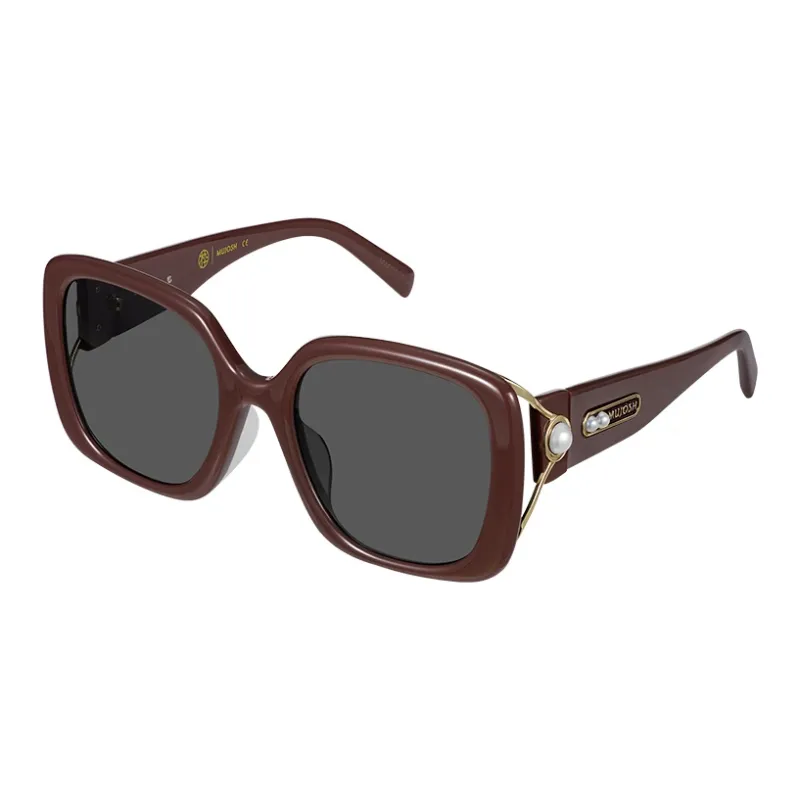 MUJOSH Plate And Metal Square Sun Protection UV Protection Polarized Sunglasses Unisex Purplish Red-4