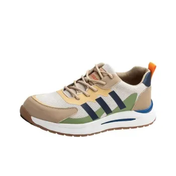 DINGGU Slip Resistant, Abrasion Resistant, Breathable Mid Top Casual Shoes Men's Gray Beige Green