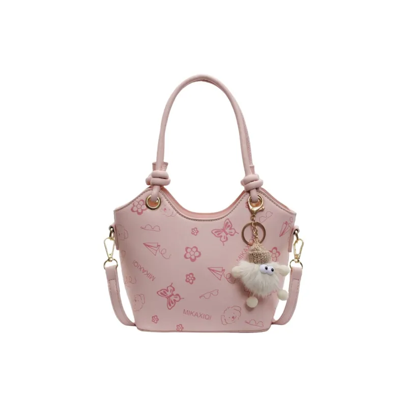 Yalu PU Bucket Bag Handbag Women's Ecru/Black/Khaki/Pink-12