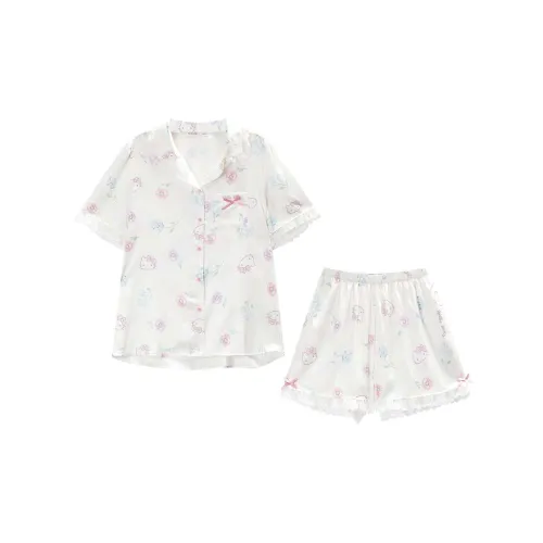 GUKOO x Hello Kitty Sanrio Series Pajama Set Women's Fish Belly White