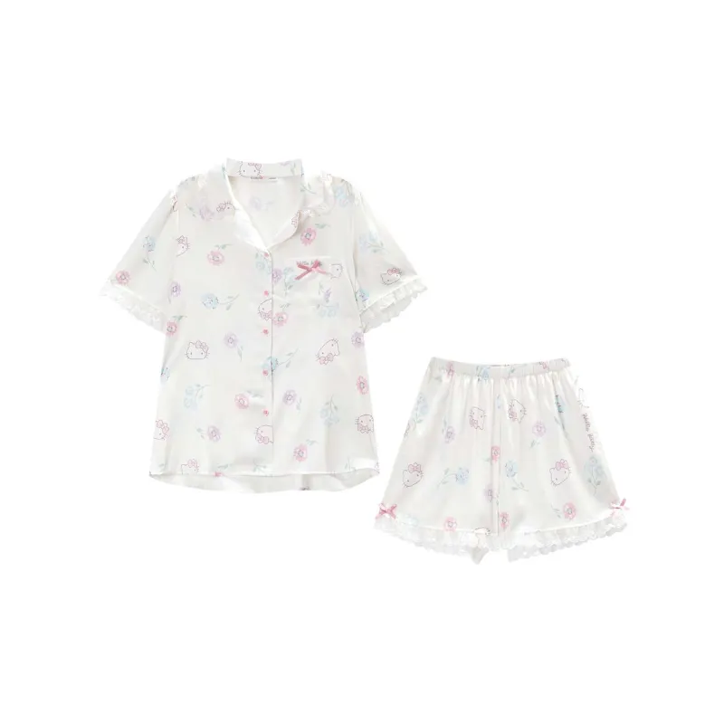GUKOO x Hello Kitty Sanrio Series Pajama Set Women's Fish Belly White-0