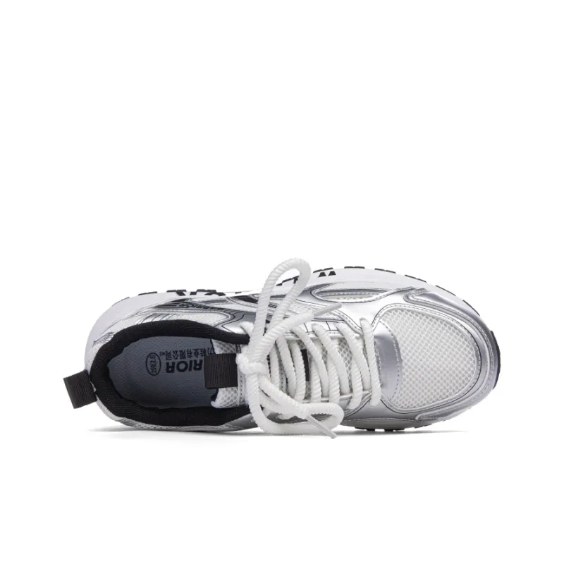 Warrior Cushioned Abrasion-Resistant Slip-Resistant Low-Top Casual Running Shoes Men's Silvery-white-black-3