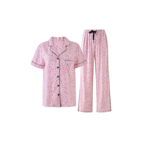 MY BODY Pajama Set Women's Pink Leopard Print