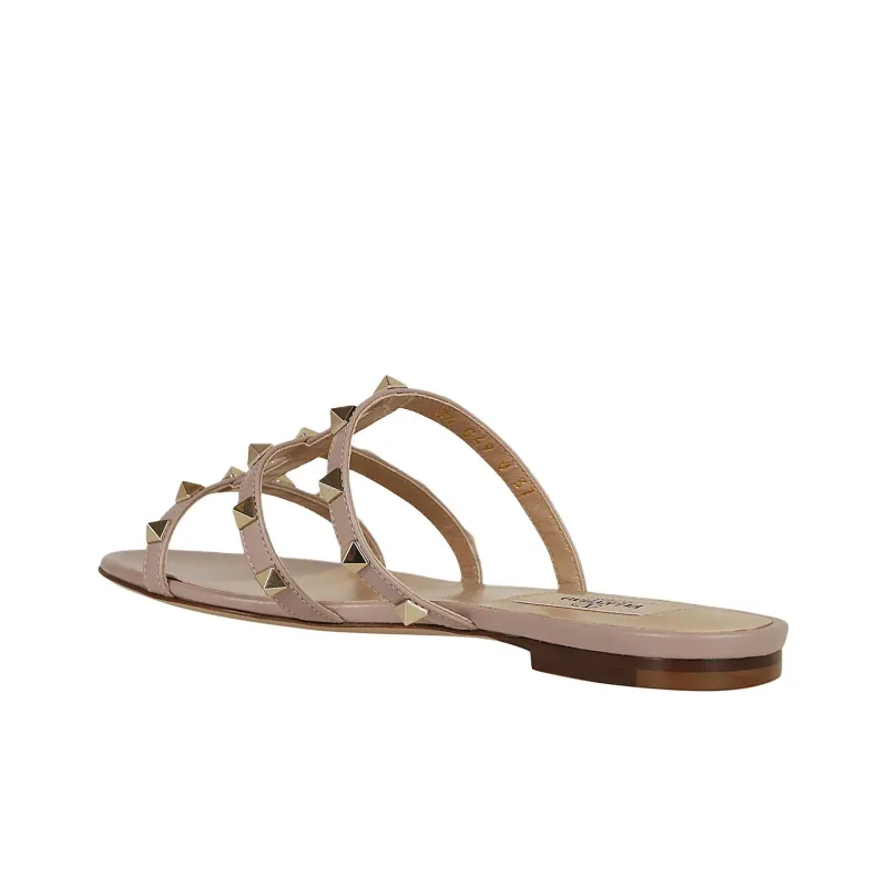 Valentino Rockstud Cushioning Slide Slippers Women's Pink-4