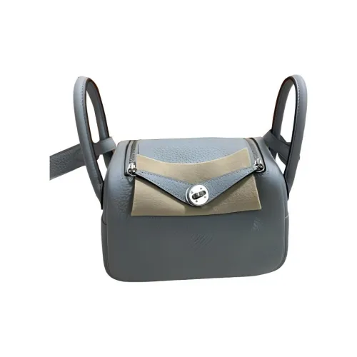 HERMES Lindy Clemence Bullock Leather Handbag Mini Women's 8U Bleu Glacier Blue
