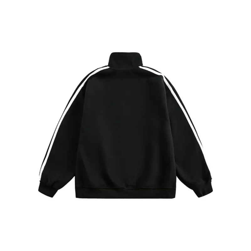 PAZZO Striped Stand Collar Cardigan Sweatshirt Unisex-13