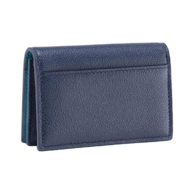 BVLGARI Calfskin Card Holder Regular Men's Blue-1