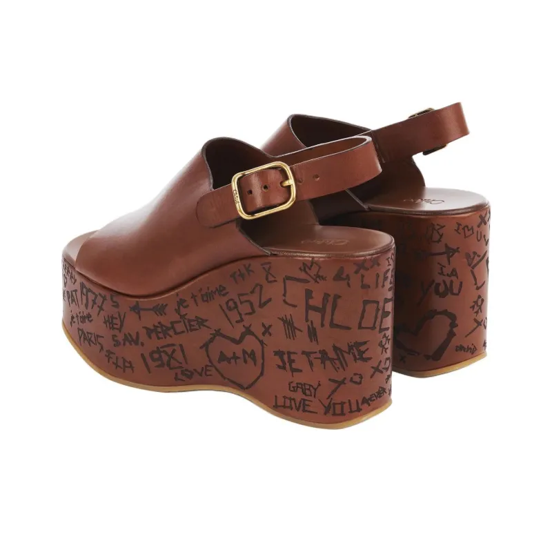 Chloe Maxime Strap Sandals 8cm Women's Brown-3