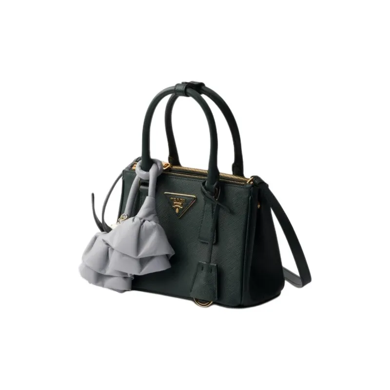 PRADA Saffiano Calfskin Shoulder Bag Crossbody Bag Handbags Mini Women's Emerald & Gray-1