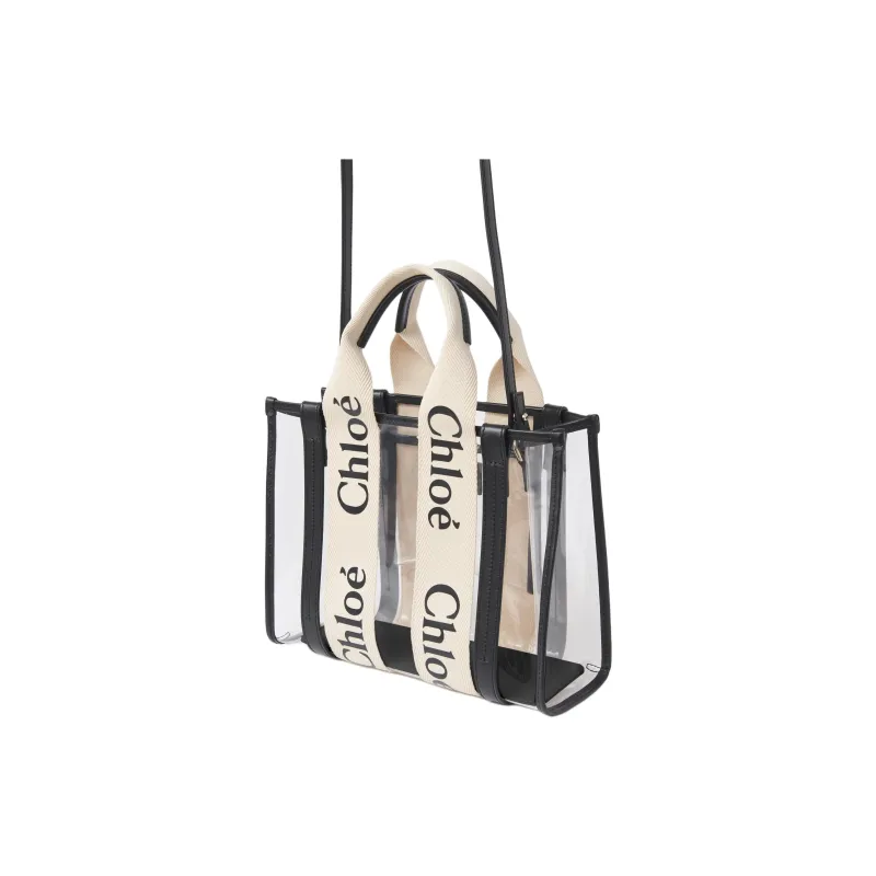 Chloe Woody Polyurethane Tote Bag Shopping Bag Handbags Small Size Women's White-2