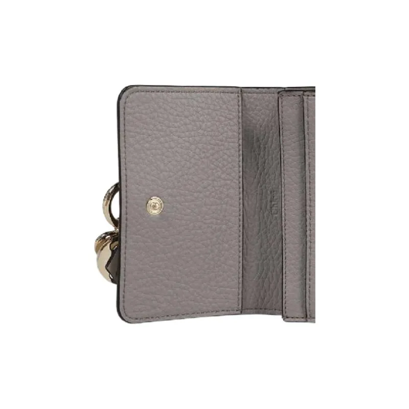 Chloe Grain Leather Coin Purse Women's Gray-4