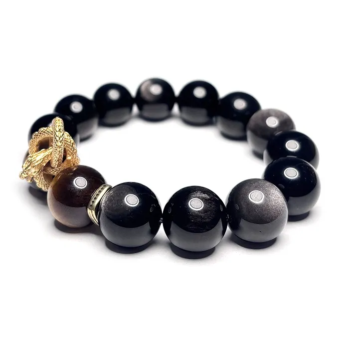 MOUNTAINS AND MANS Obsidian New Chinese Style Good Luck Beaded Bracelet Men's-2