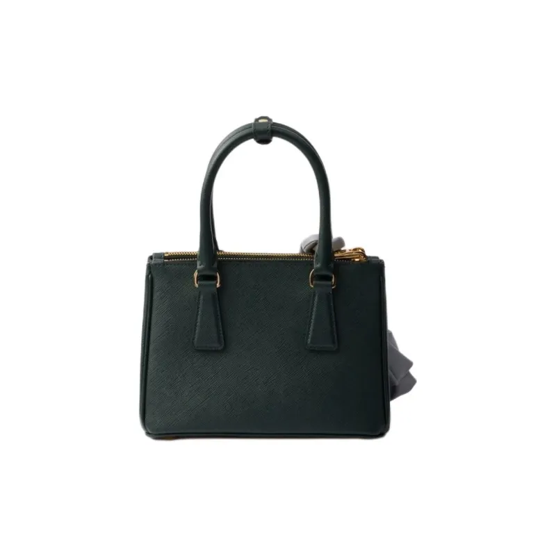 PRADA Saffiano Calfskin Shoulder Bag Crossbody Bag Handbags Mini Women's Emerald & Gray-3