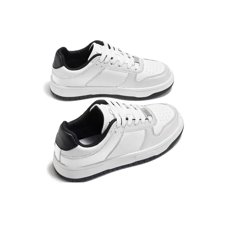 La Chapelle Wear-Resistant Height Increasing Low-Top Skateboard Shoes Women's White Black-3