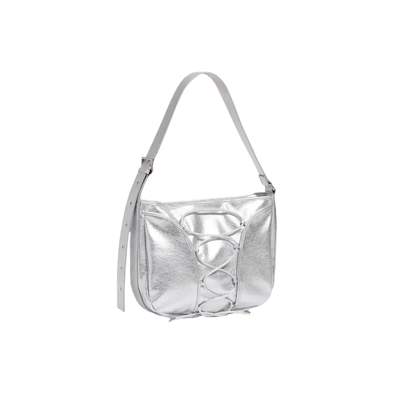 OCTSUI PU Shoulder Bag Women's Silver/Black/Ivory White-2