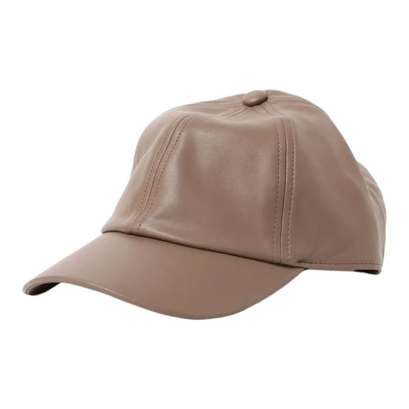 Beams Synthetic Leather Baseball Caps Unisex Brown-1