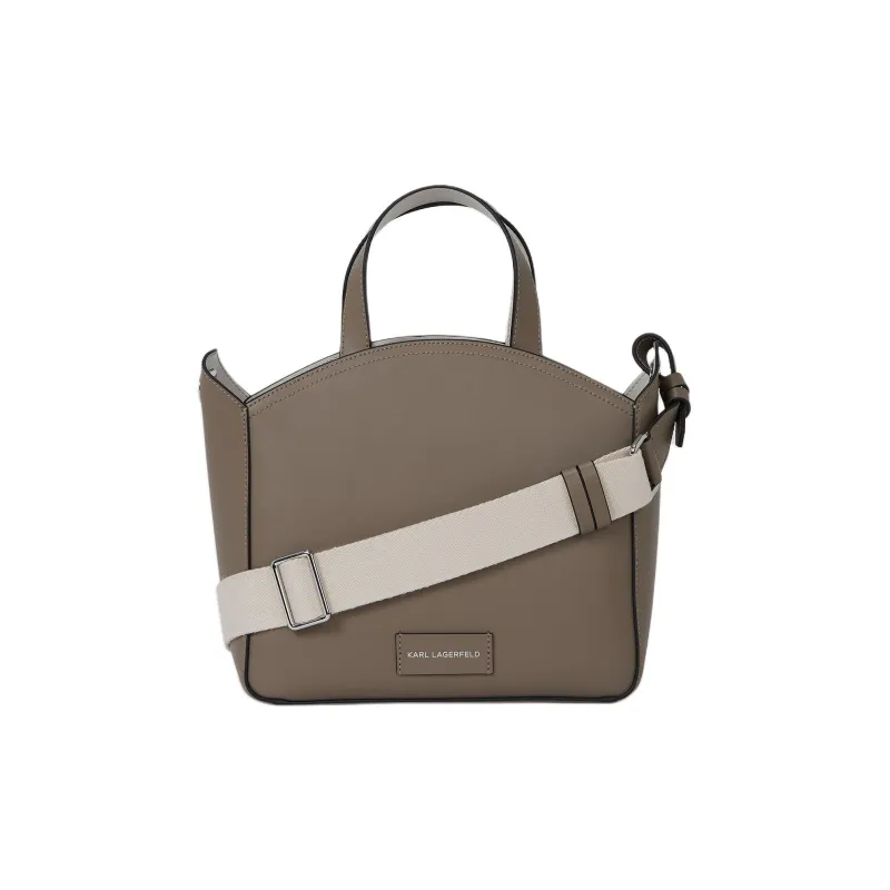 KARL LAGERFELD Cow Leather Tote Bag, Shopping Bag, Shoulder Bag, Crossbody Bag, Handbag Trumpets Women's Gray Brown-1