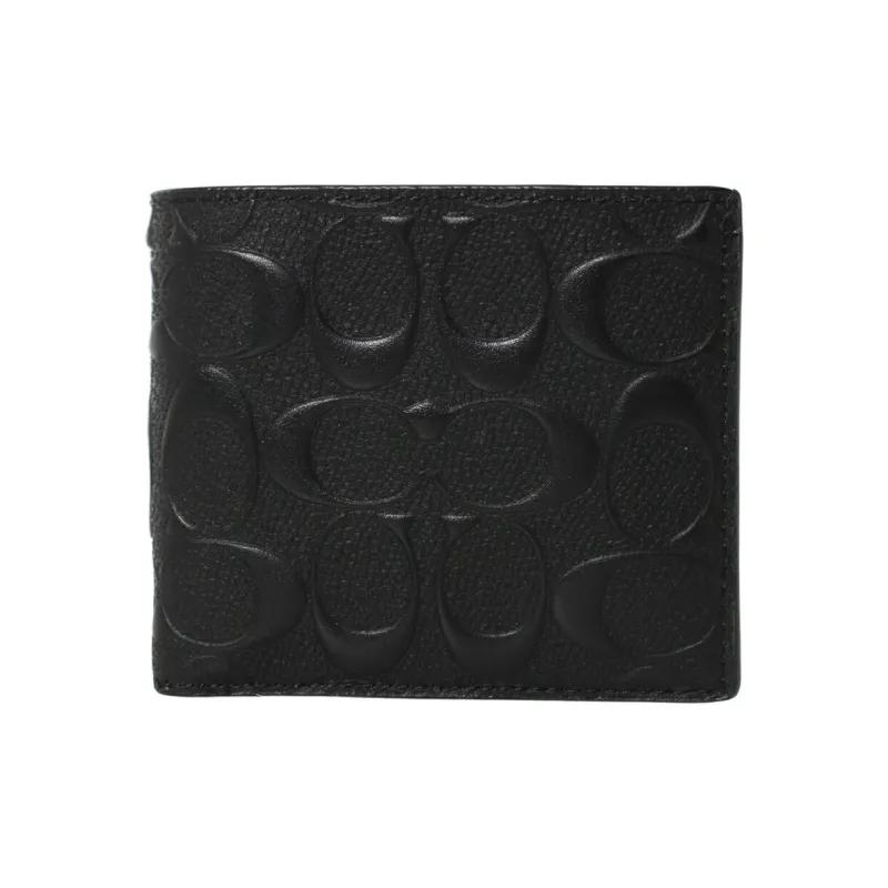 COACH Calfskin Coin Purse Mini Women's Black-2