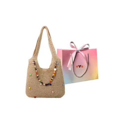 Yalu Woven Shoulder Bag Women's Ecru/Khaki