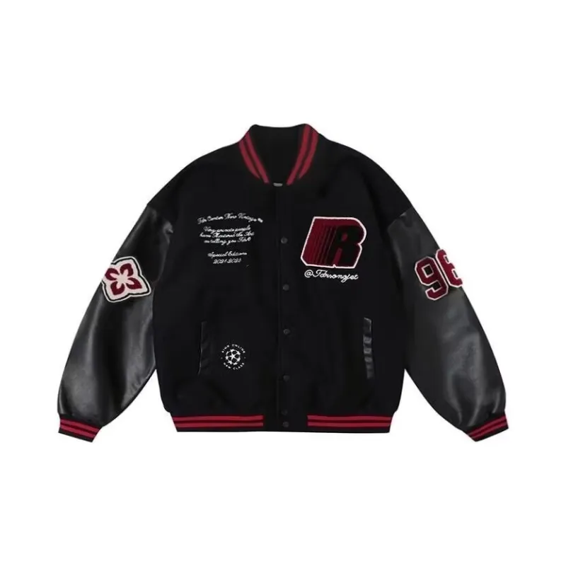 TESTUNG Fashion Baseball Jacket Unisex Classic Black-0