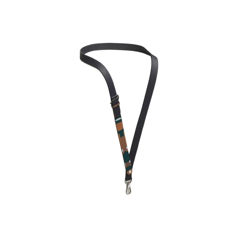 HERMES Calfskin Silk Palladium-Plated Necklaces Men's Marine Blue-1