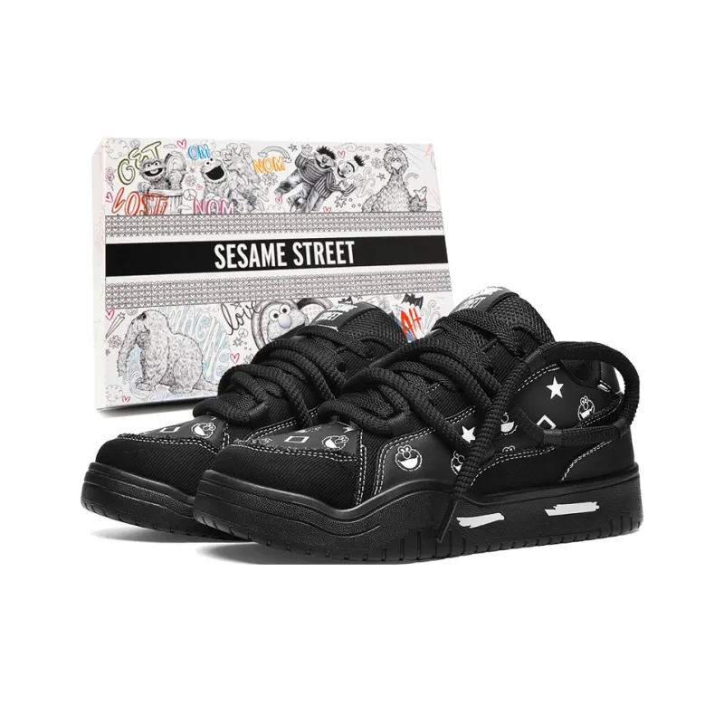 SESAME STREET Skateboard Shoes Unisex Low Top White-35
