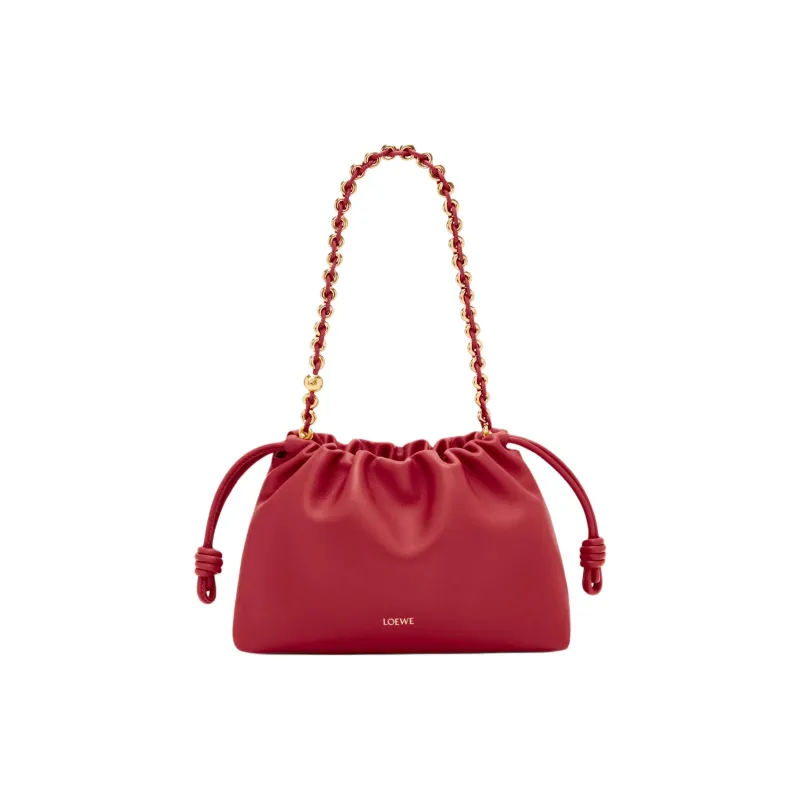 LOEWE Flamenco Lambskin Shoulder Bag Crossbody Bag Handbags Medium Size Women's 1Caramel Red-1
