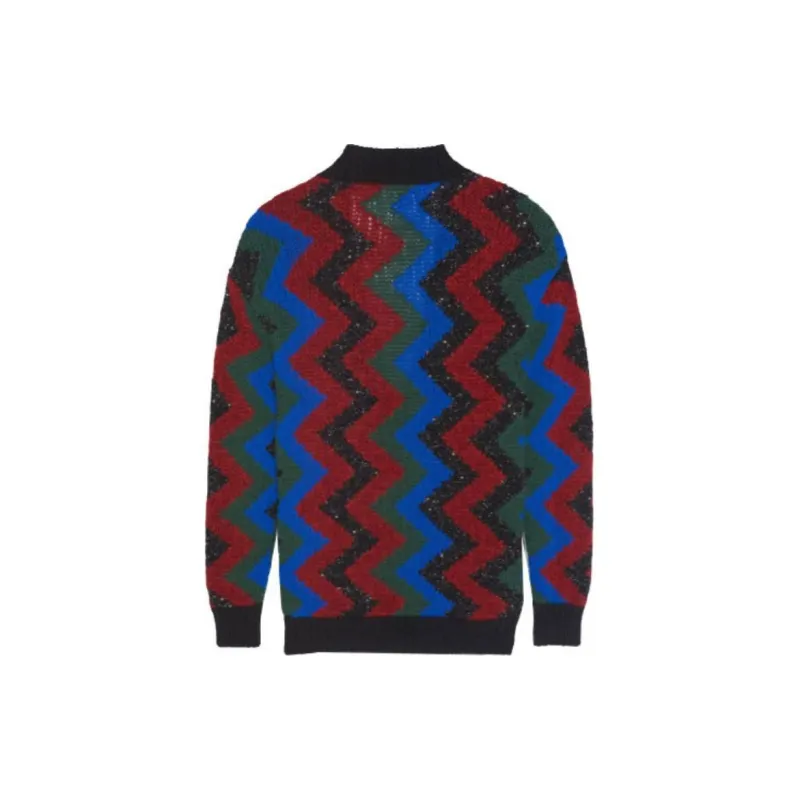 SAINT LAURENT Zig Zag Jacquard Sequin Cardigan-1