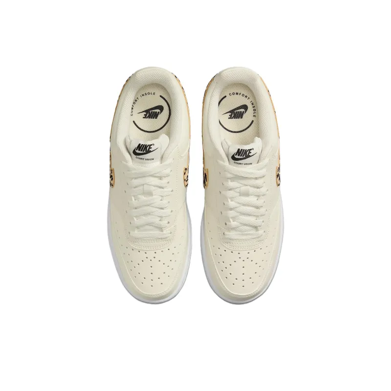 Nike Court Vision Anti Slip Wear Resistant Low Top Skateboard Shoes Women's Beige-3