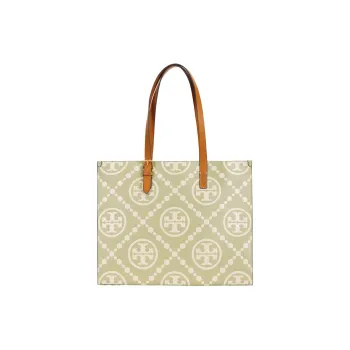 TORY BURCH T Monogram Cow Leather Tote Bag Shopping Bag Handbag Shoulder Bag Women's Olive