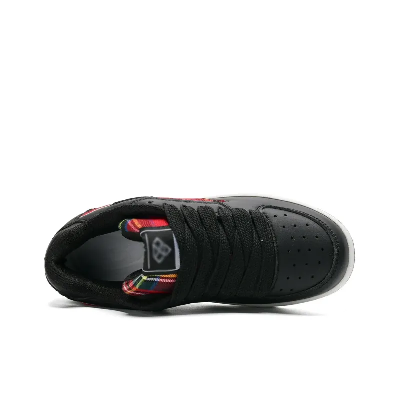UNIITY Anti Slip Wear Resistant Lightweight Breathable Height Increasing Low Top Skateboard Shoes Women's Black Red-4