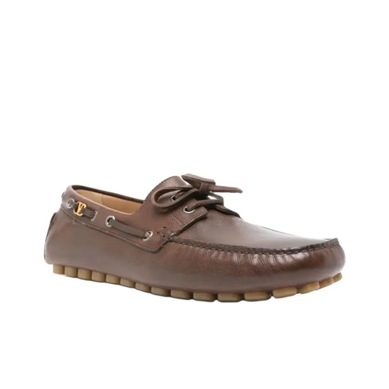 Valentino Boat Shoes Men's Brown-2