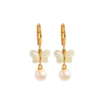 HENGTAIZHUBAO Hetian Jade Earrings Pale Greenish White Jade Women's