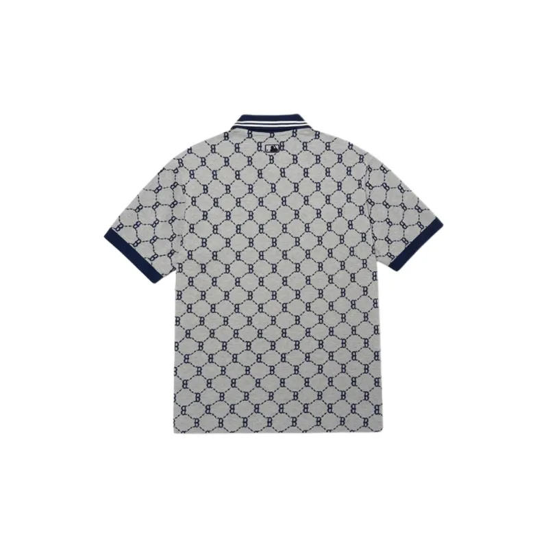 MLB Base Logo Polo Shirts Men Gray-1