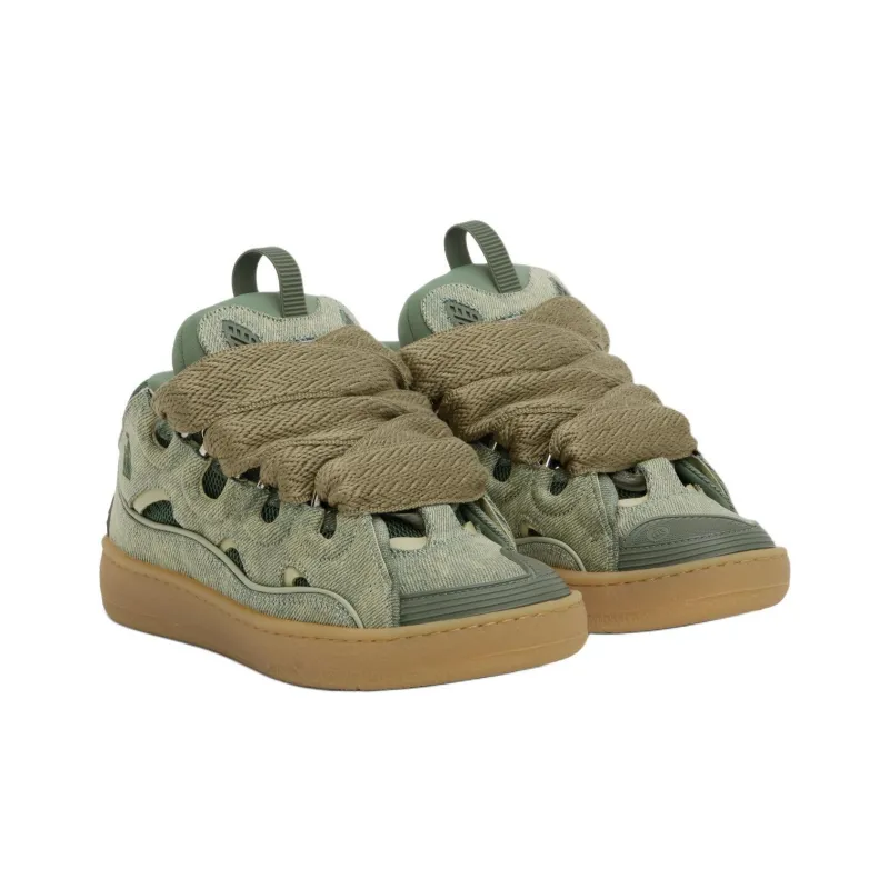 Lanvin Curb Low Top Skateboard Shoes Men's Green-2