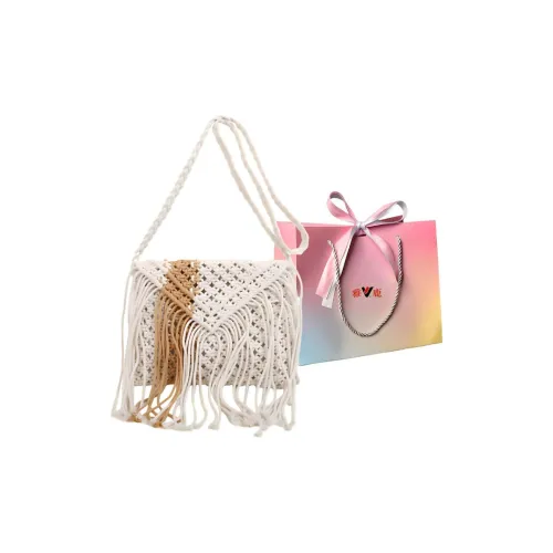 Yalu Woven Shoulder Bag, Crossbody Bag Women's White/Khaki