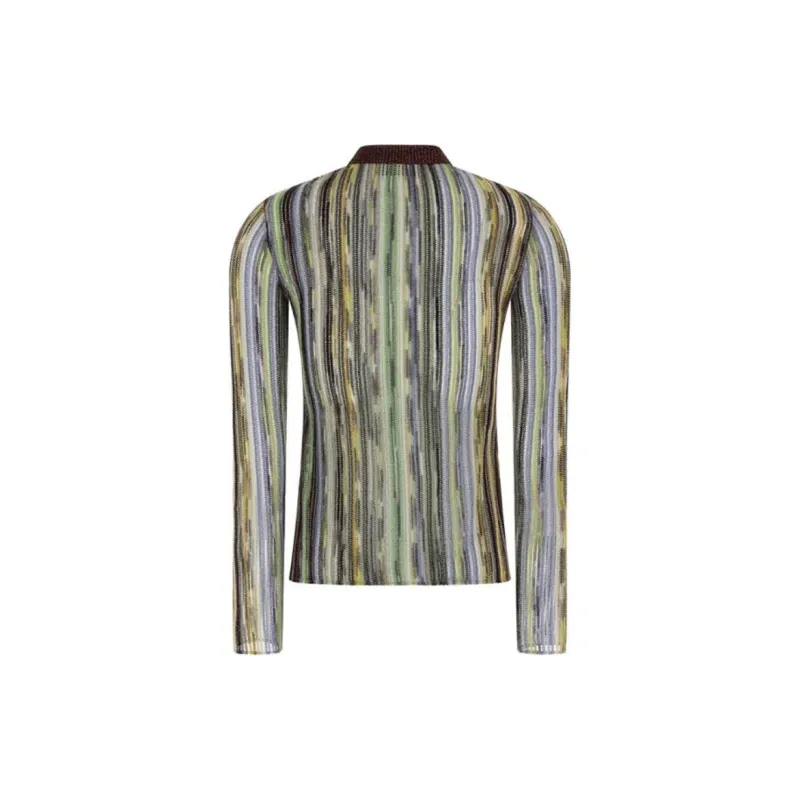 MISSONI Striped Lamé Slub Crewneck Cardigan-1