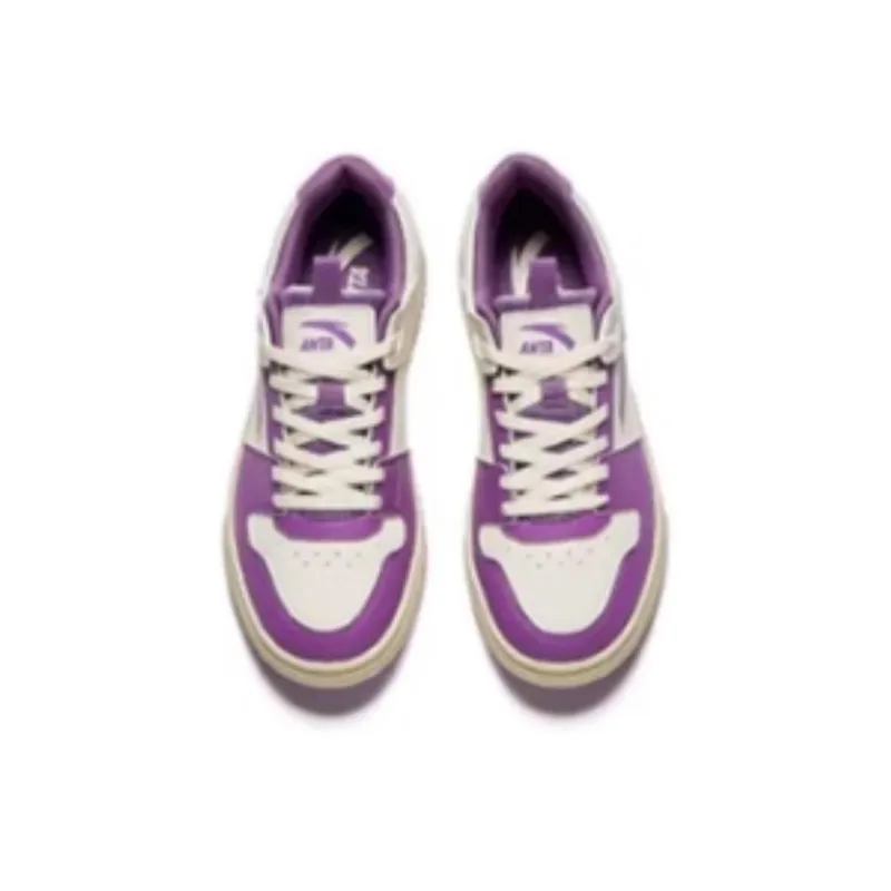 Anta Non-slip Lightweight Low-Top Skateboard Shoes Women's White Purple-3