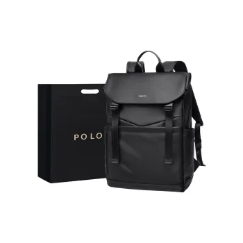 POLO Fabric 17.3 Double Shoulder Backpack For Men University Student Backpack Backpack Large Size Men's Black