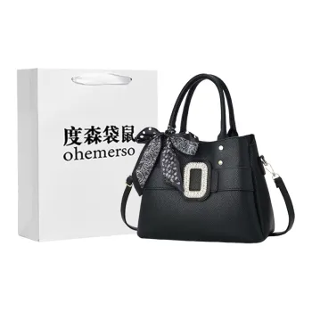 Dusen Kangaroo PU Shoulder Bag, Crossbody Bag, Handbag Regular Women's Black/Ecru/Khaki