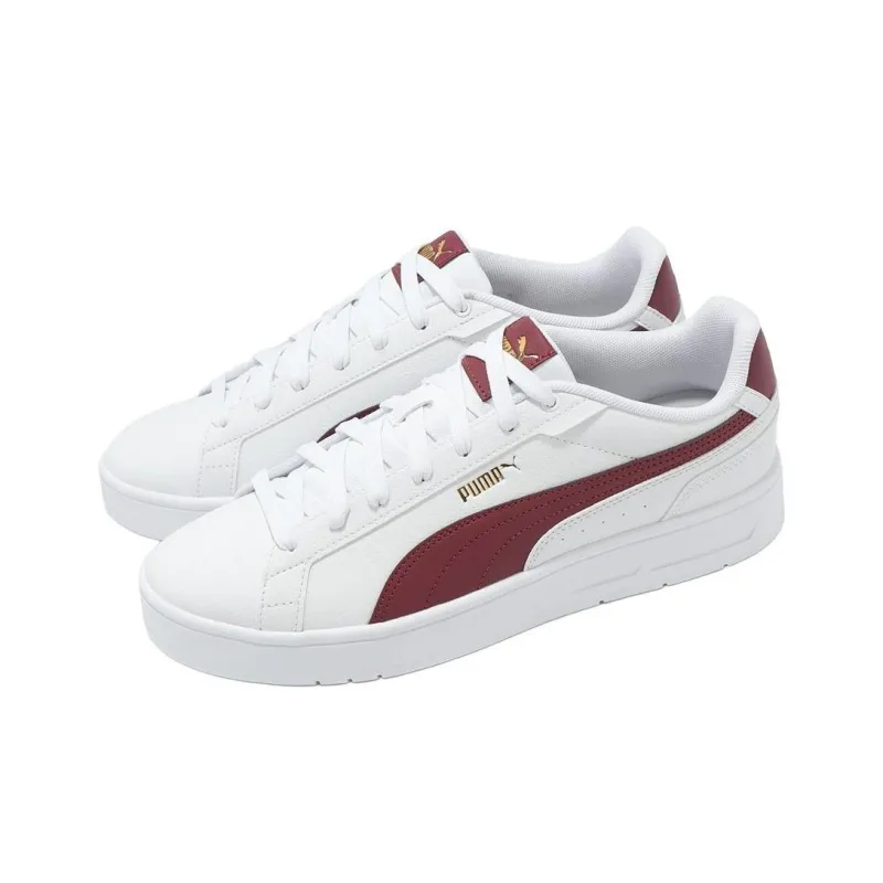 PUMA Anti-Slip Wear-Resistant Low-Top Casual Shoes Unisex White Red-2