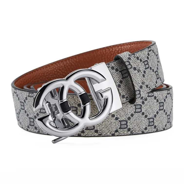 GUSKI Top Grain Cow Leather Trendy Belt, Waistband Men's Gunmetal Width 3.5cm Gift Box Set-22