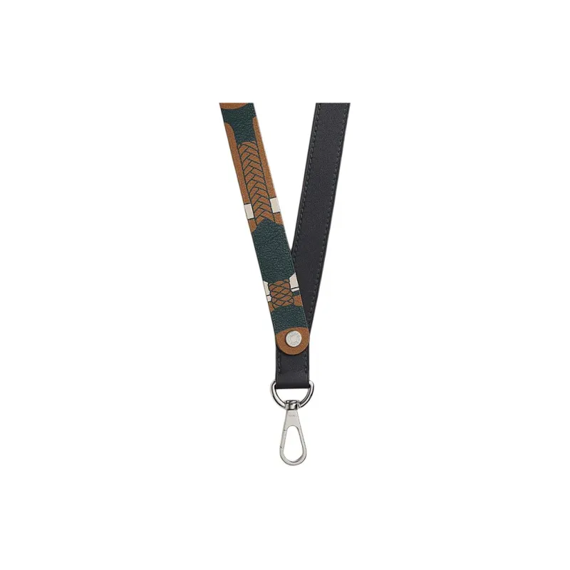 HERMES Calfskin Silk Palladium-Plated Necklaces Men's Marine Blue-0