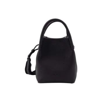 Loro Piana Leather Bucket Bag, Shoulder Bag, Crossbody Bag, Handbag Women's Black
