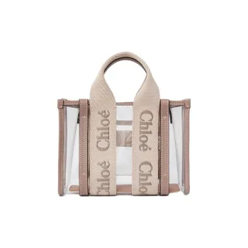 Chloe Woody Thermoplastic Polyurethane Tote Bag Shopping Bag Shoulder Bags Handbags Mini Women's Light Pink
