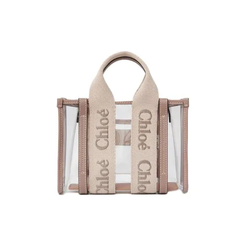 Chloe Woody Thermoplastic Polyurethane Tote Bag Shopping Bag Shoulder Bags Handbags Mini Women's Light Pink